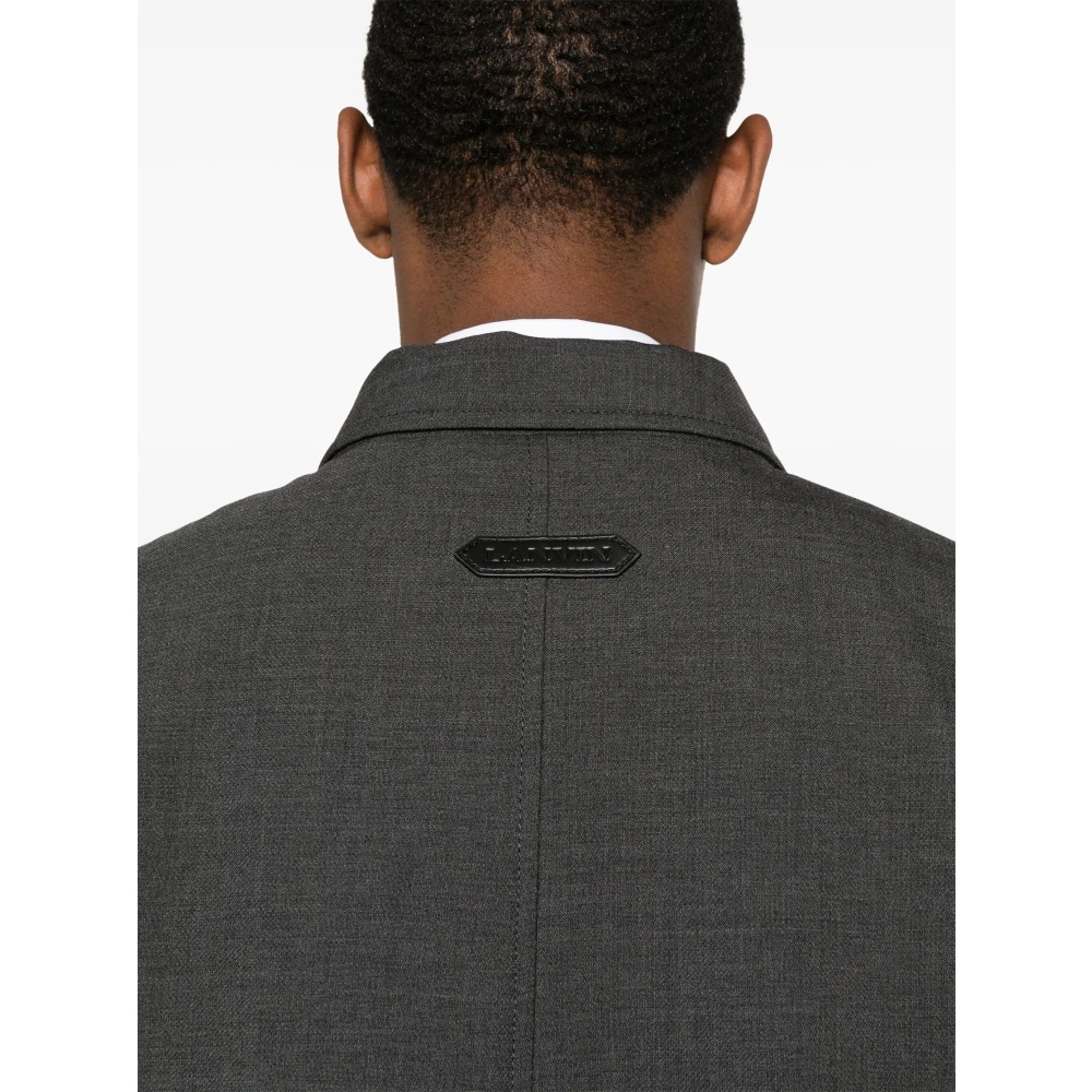Lanvin Antraciet Wol Zip-Up Jas Gray Heren