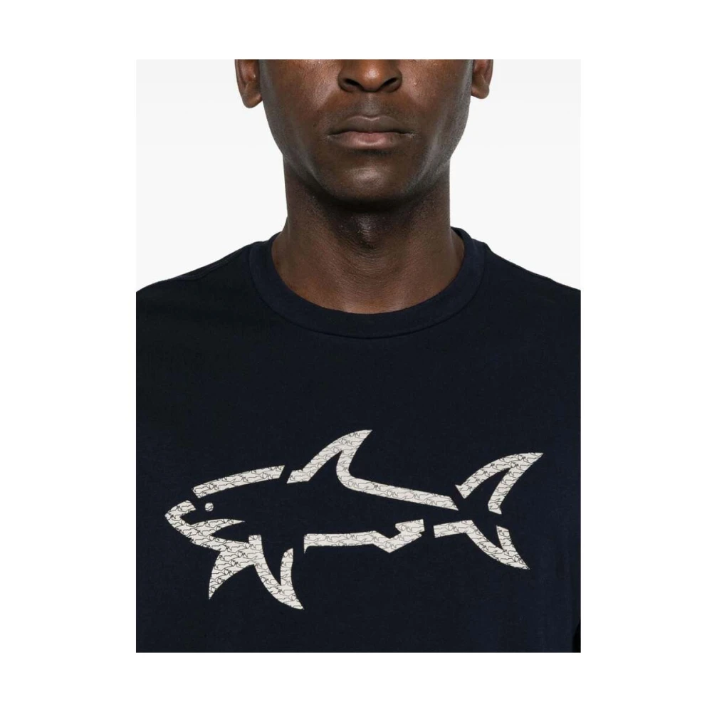 PAUL & SHARK Blauw Logo Print T-shirt Blue Heren