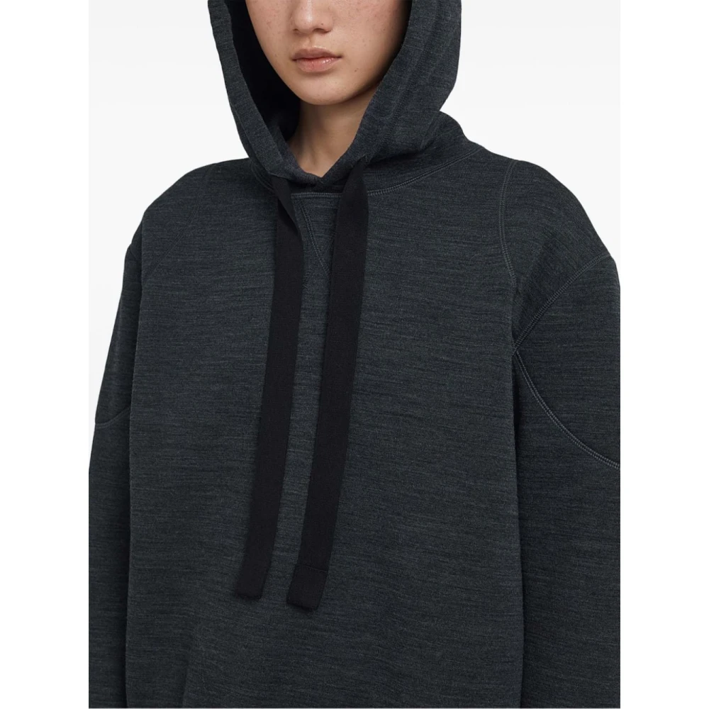 Jil Sander Grijze Wollen Hoodie Dames Sweatshirt Gray Dames
