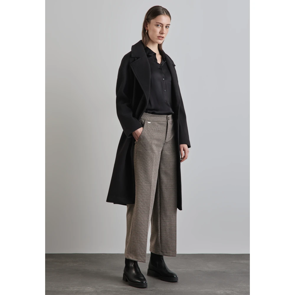 Street One Geruite Wide Leg Broek Brown Dames