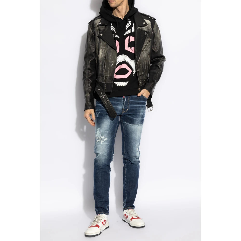 Dsquared2 Sweatshirt met applicatie Black Heren