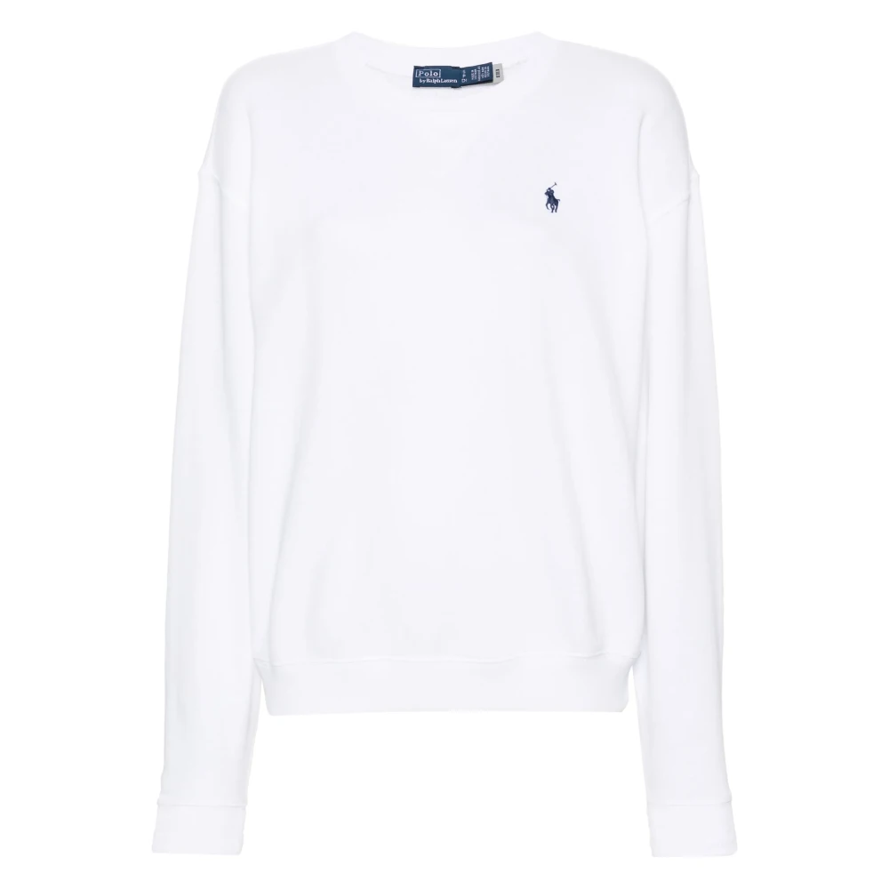 Polo Ralph Lauren Women's White Jumper With Exclusive Pony Embroidery - Round-Neck Knitwear - M - Knitwear
