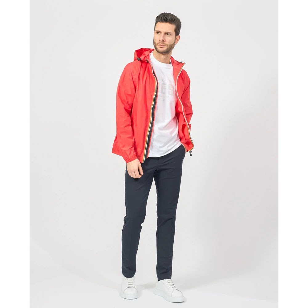 K-way Rode Lichtgewicht Hoodiejas Levrai Claude Red Heren