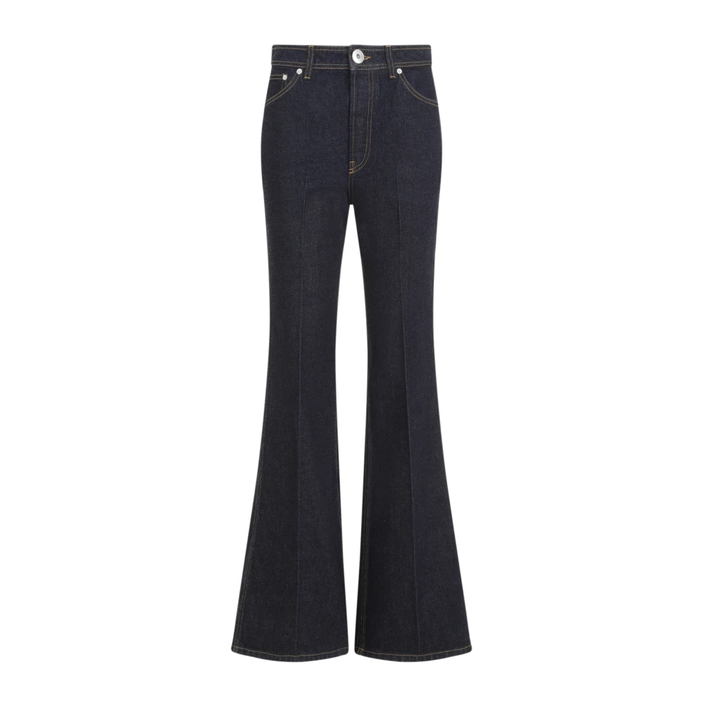 Lanvin Navy Blue Wide Leg Denim Trousers Blue Dames