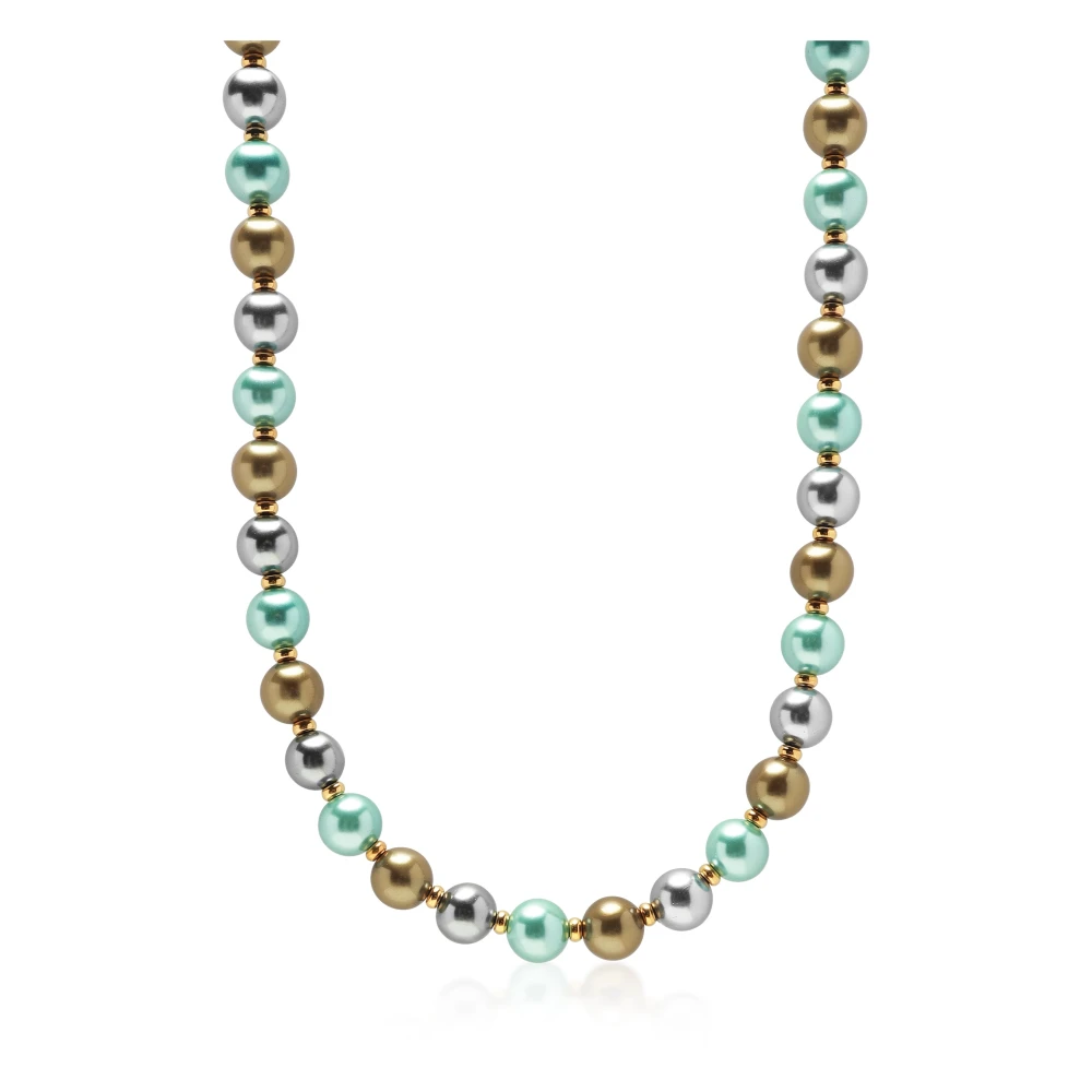 Nialaya 10mm Pastel Metallic Pearl Necklace with Gold Yellow, Herr