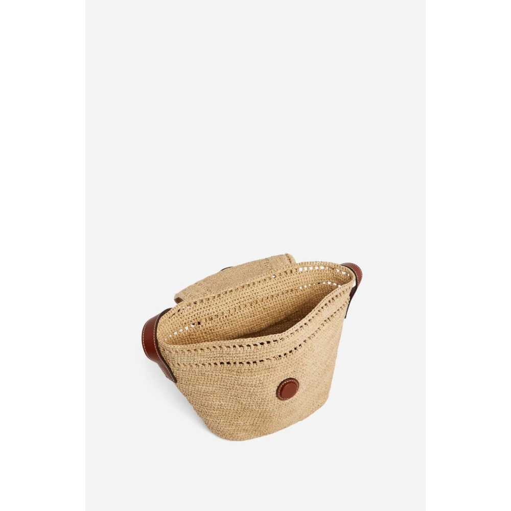 Vanessa Bruno Kleine leren en raffia mandentas met gouden Iris-gesp Beige Dames