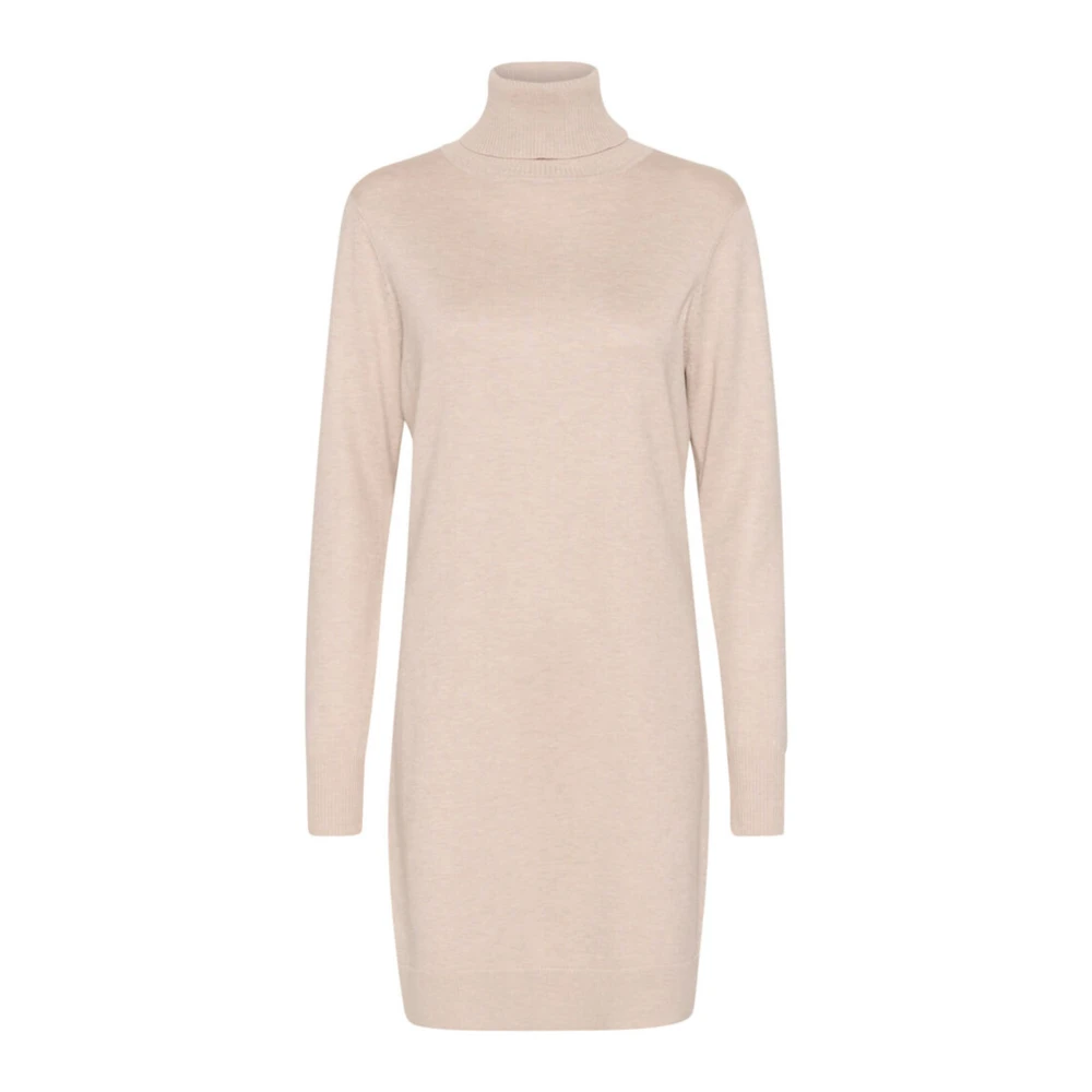 Saint Tropez Grijze Rollneck Jurk Melange Stijl Beige Dames