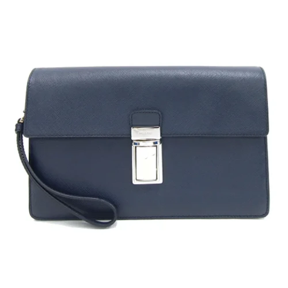 Prada Vintage Pre-owned Leather prada-bags Blue Heren