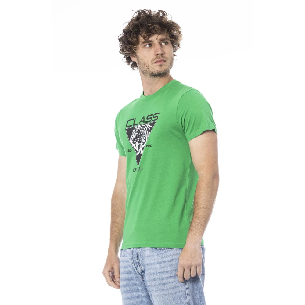Cavalli Class Korte mouw met logo print T-shirt Green Heren