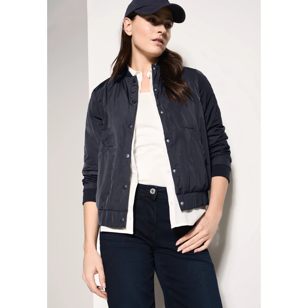 cecil Moderne opstaande kraag knoopjas Blue Dames