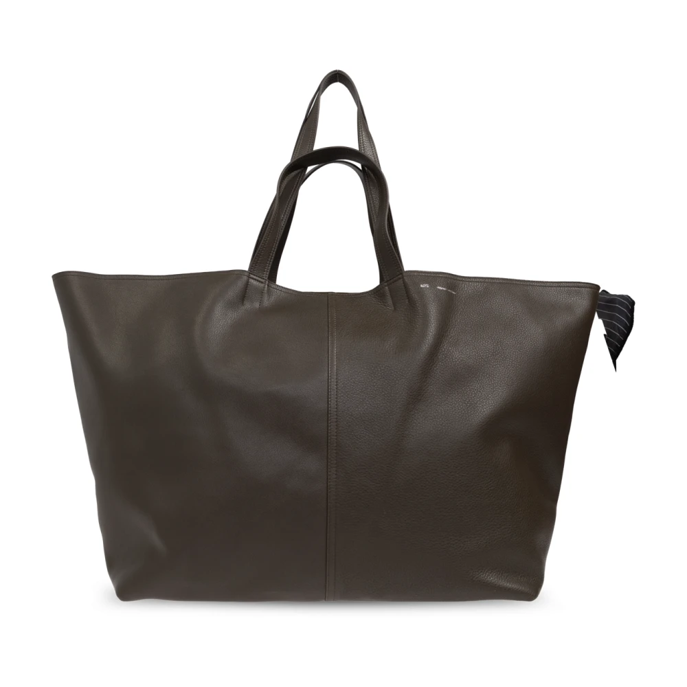 Ami Paris Bruine leren tas Brown Unisex