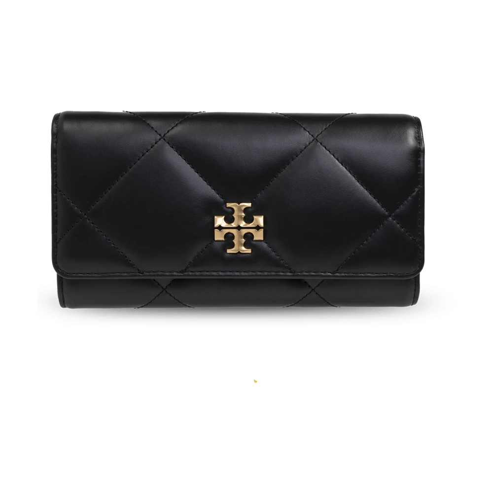 TORY BURCH Diamant Quilt Flap Portemonnee in Zwart Black Dames