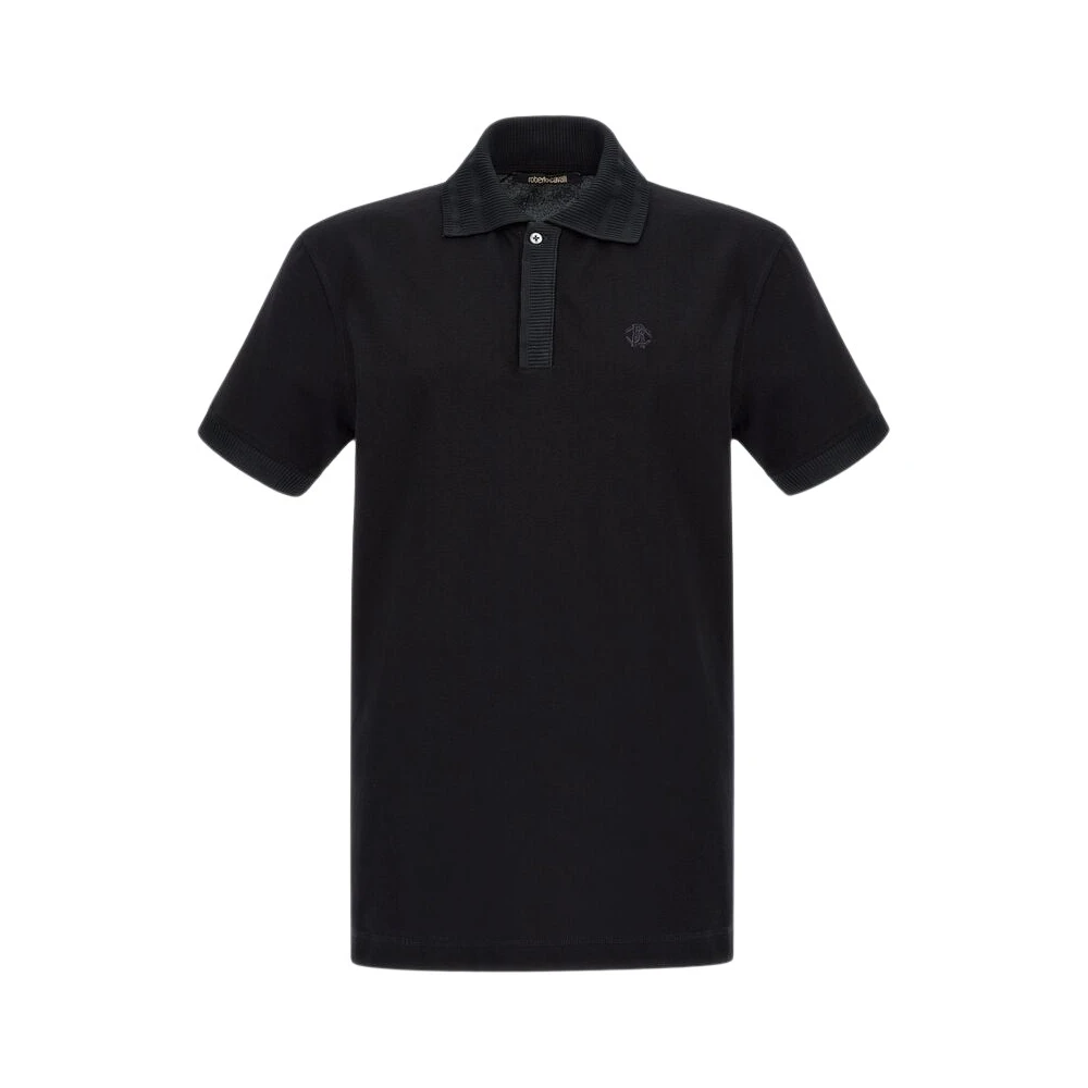 Roberto Cavalli Men's Black Polo Shirts, S, Logo Polo Made In Italy