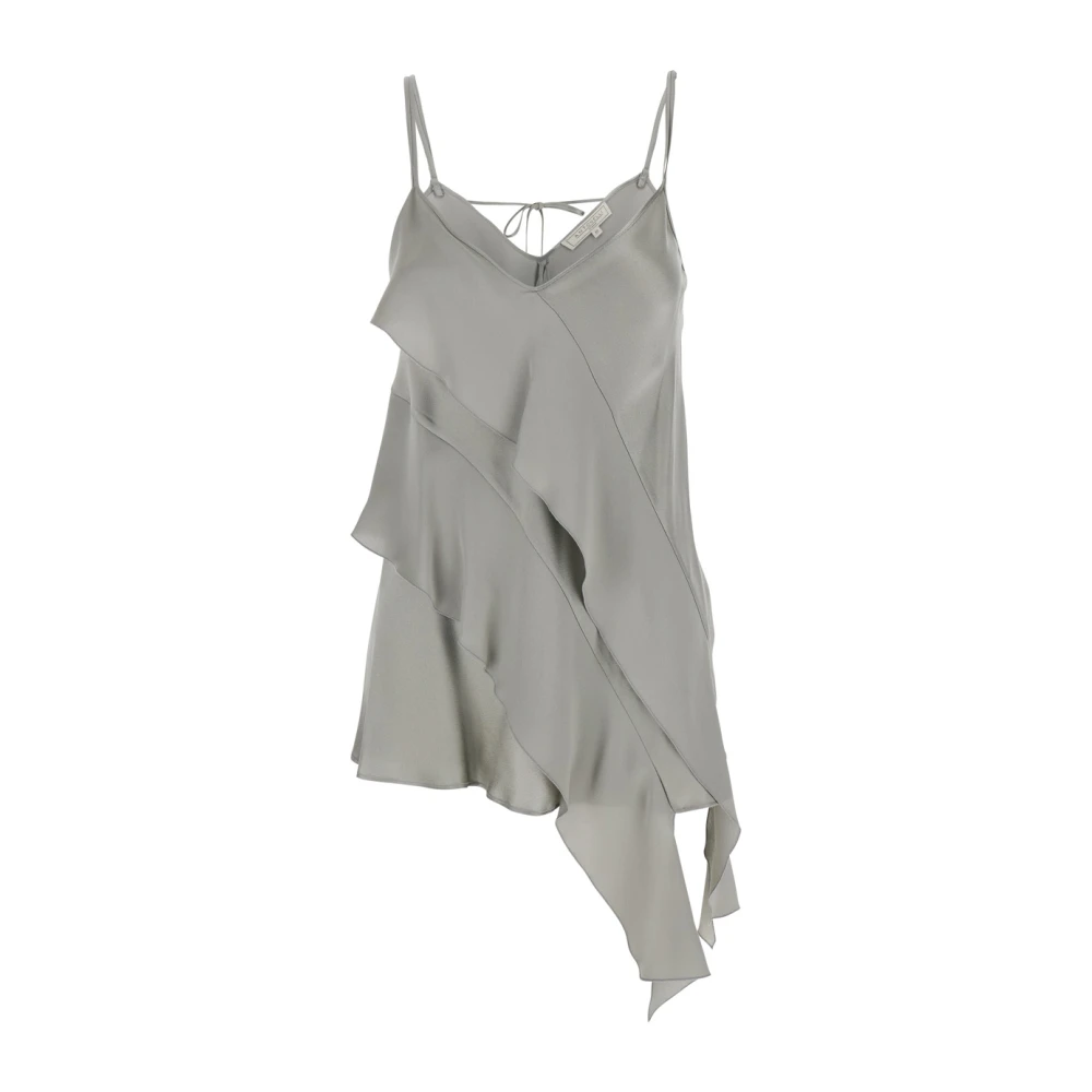 Antonelli Firenze Groene Satijnen Ruffle Top Green Dames