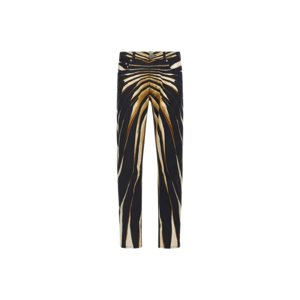 Roberto Cavalli Ray Of Gold Print Jeans Trousers - Male - Slim Fit Jeans - Yellow - L - Jeans