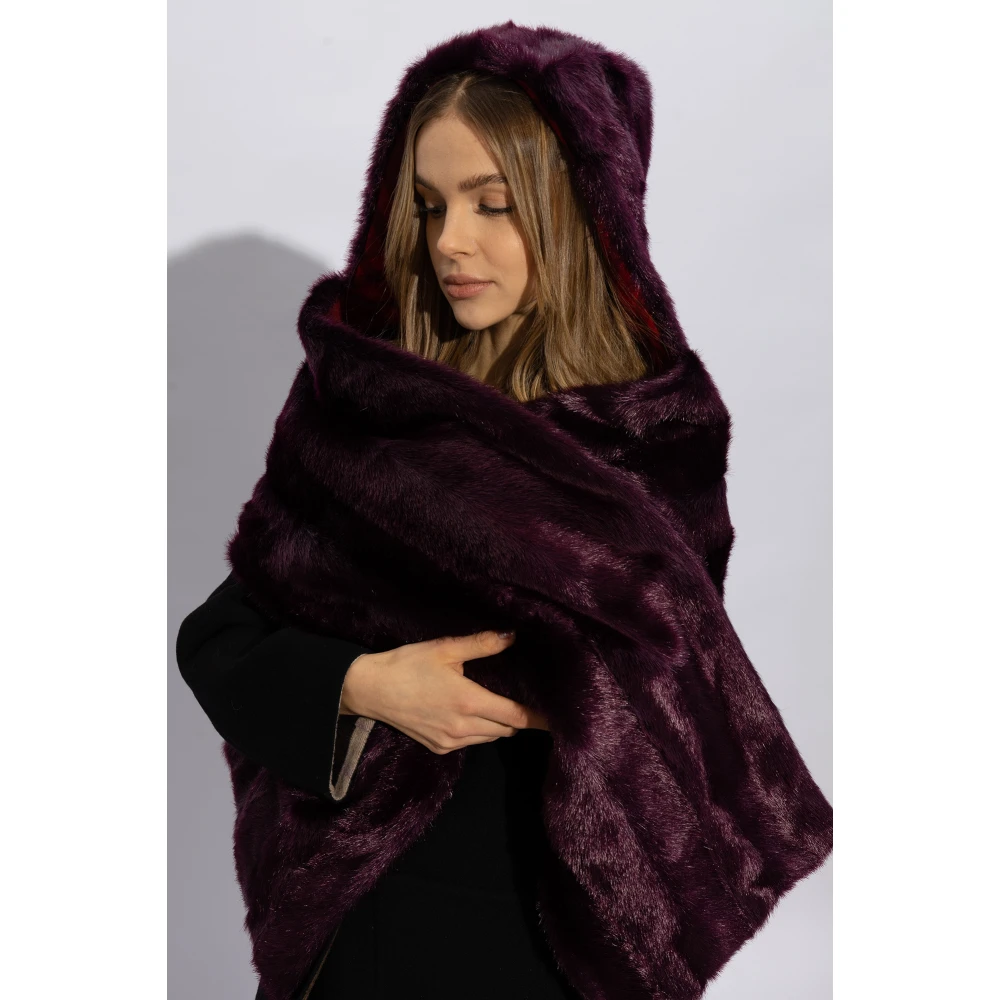 Burberry Nepbont gevoerde sjaal met capuchon Purple Unisex