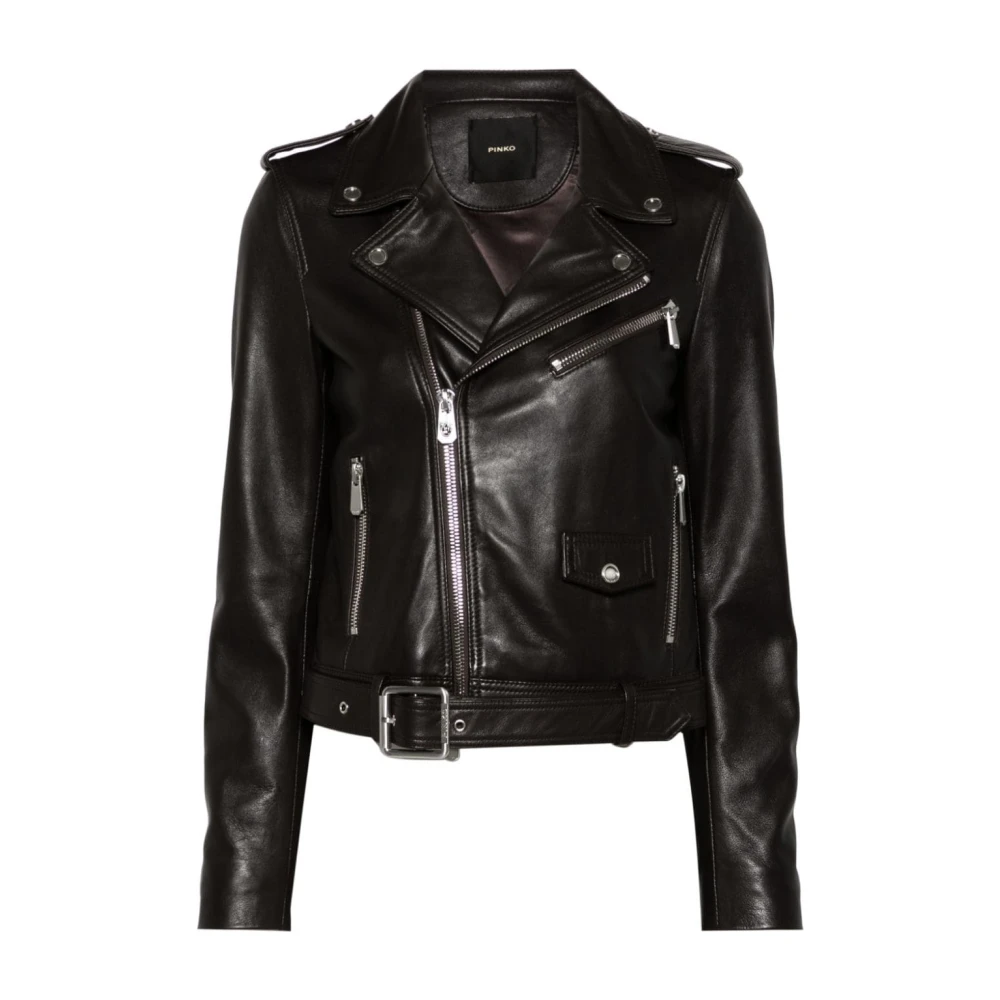 Pinko Schapenvacht Kraag Ritsjas Black Dames