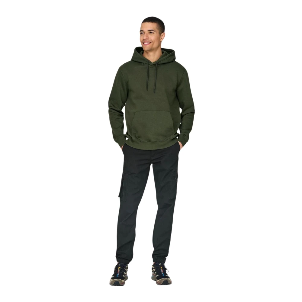 Only & Sons Casual Hoodie Sweatshirt Green Heren