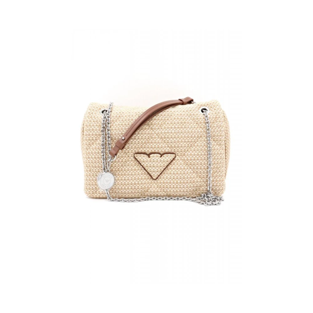 Emporio Armani Vrouw Beige Tassen Dames, One Size, Cross Body Messenger Raffia Tas