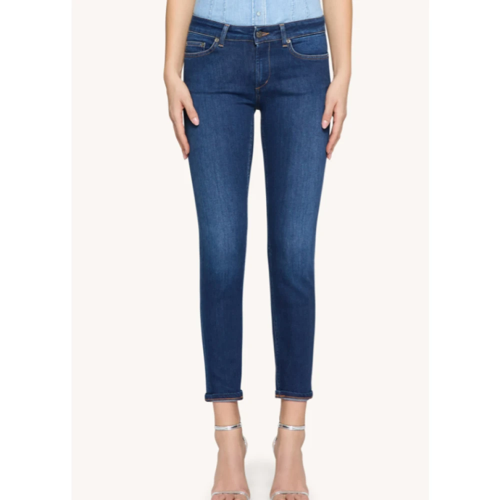 Dondup Blauwe Skinny Fit Enkel Lengte Jeans Blue Dames
