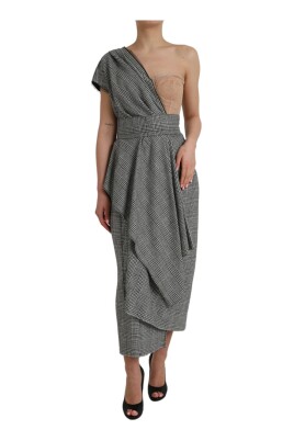 one-shoulder-draped-prince-of-wales-check-dress