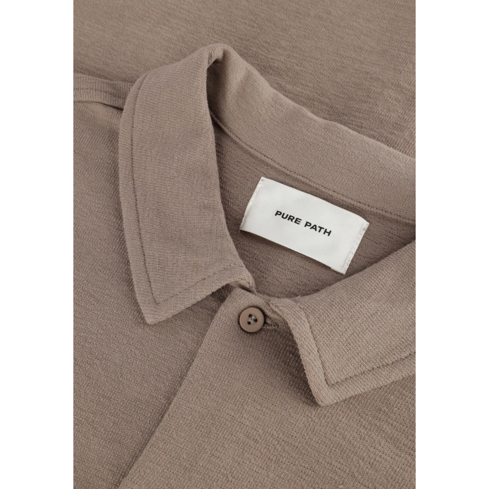 Pure Path Taupe Casual Button Up Overhemd Beige Heren