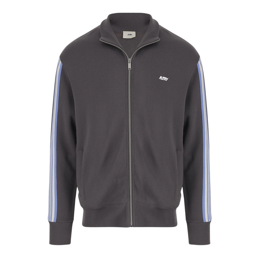 Autry Men's Gray Logoed Viscose Blend Jacket With Stripes