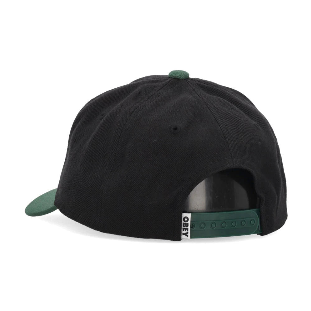 Obey Gebogen klep 6panel klassieke hoed zwart Black Heren