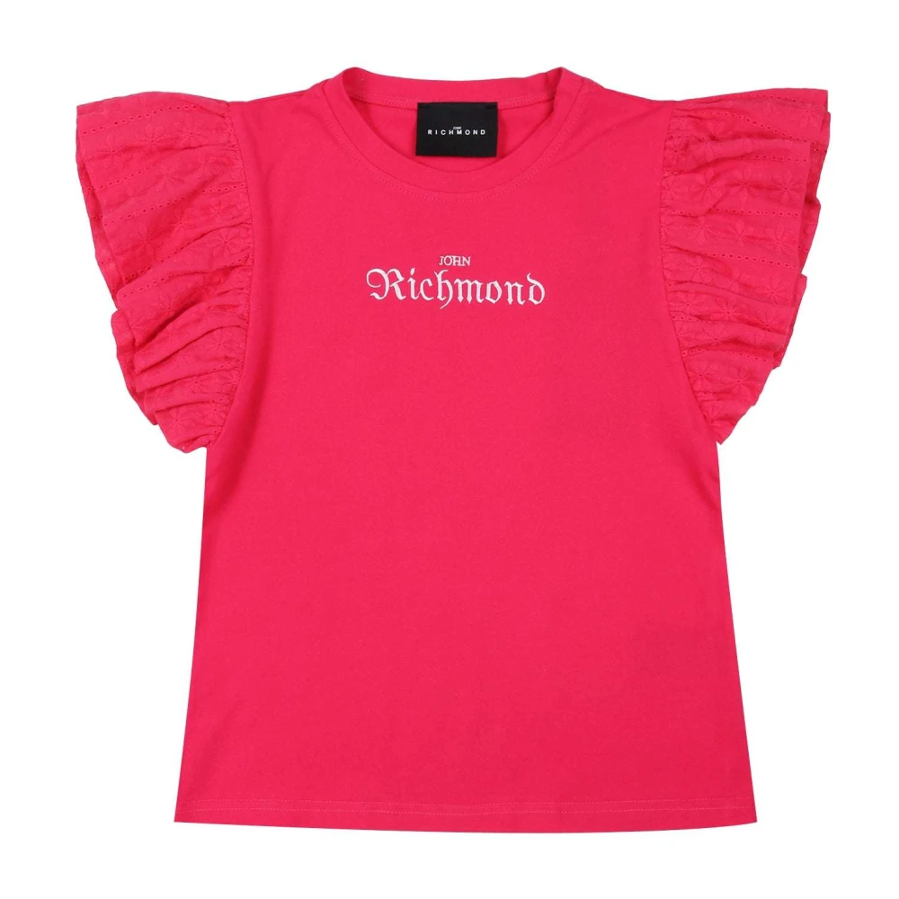 John Richmond Broderad volang rund hals T-shirt Pink, Flicka