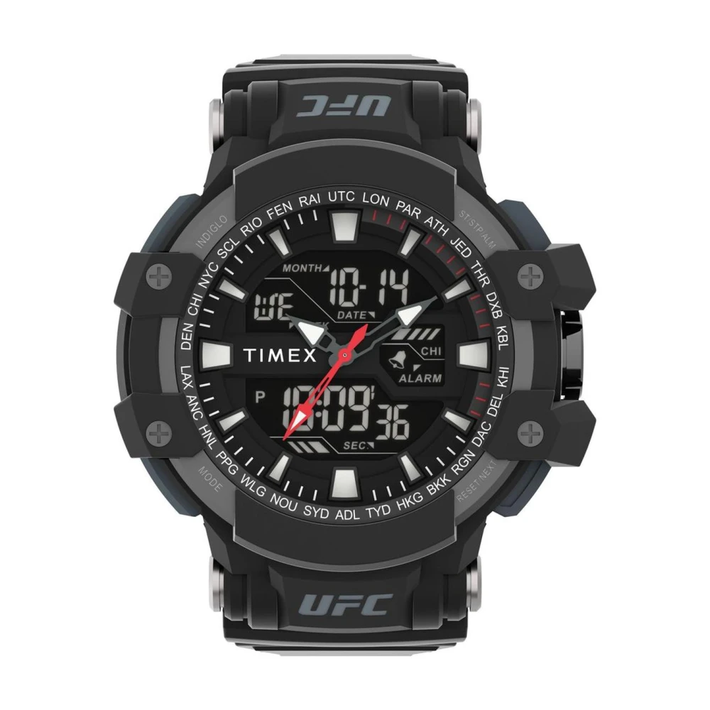 Timex Men's Black Rubber Digital Watch With Multifunction Display