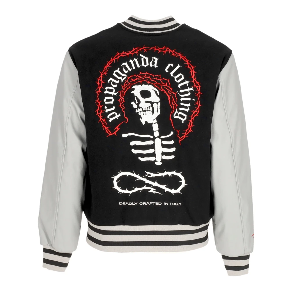 Propaganda Zwarte Varsity College Jack Eco-Leren Mouwen Black Heren