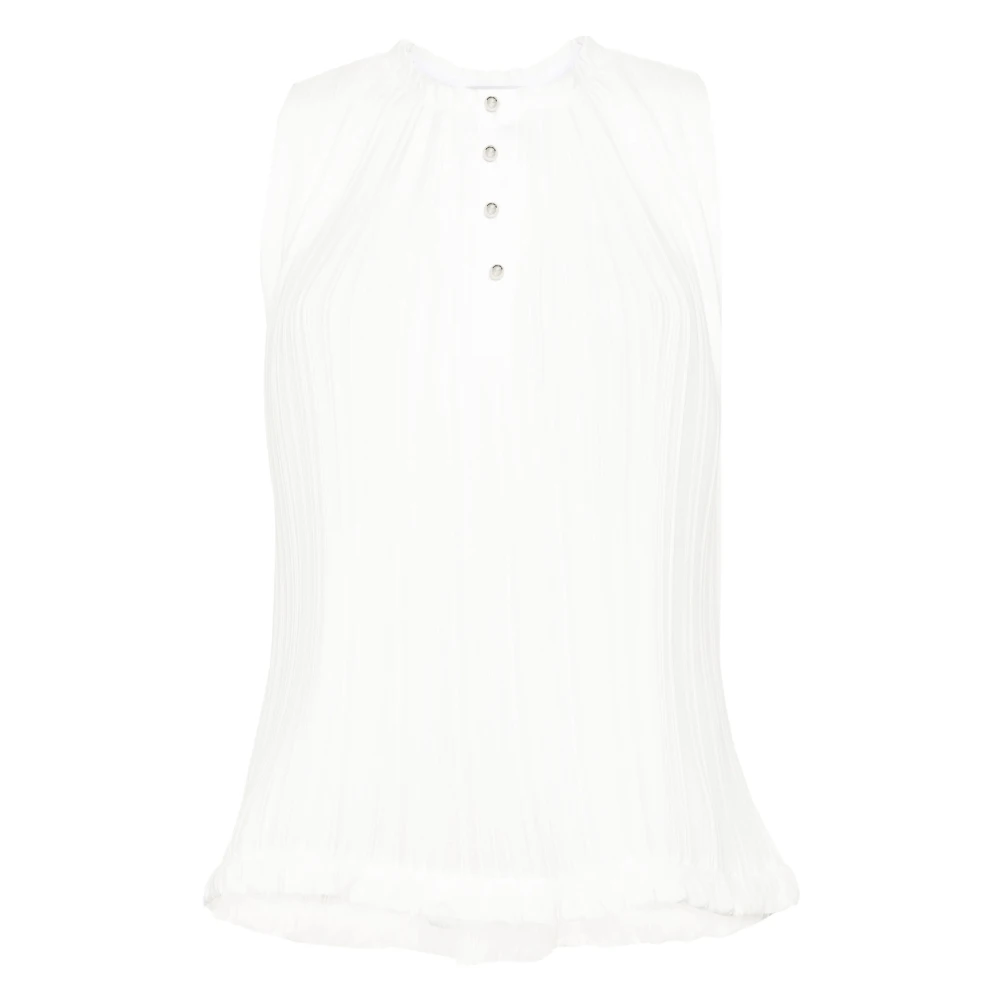 Lanvin White Sleeveless Pleated Top - Female - Sleeveless Tops - L - Tops