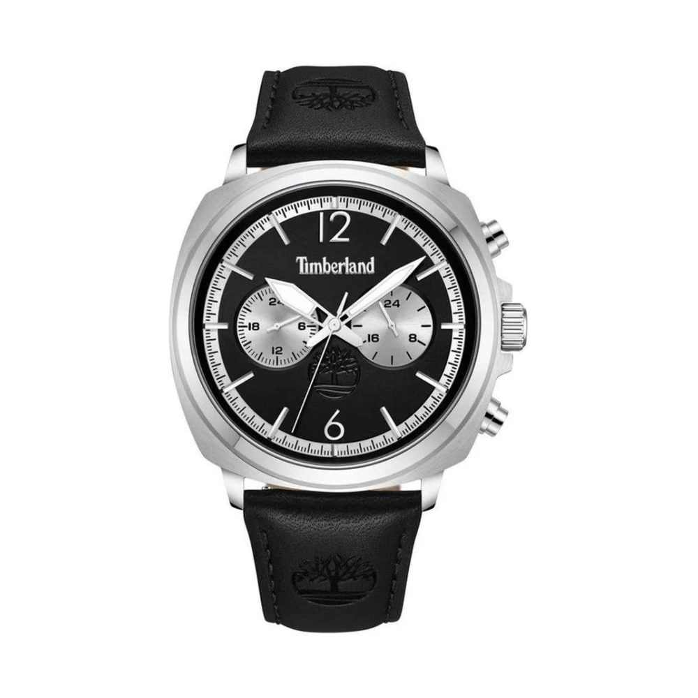 Timberland Men's Gray Watches, One Size, Leather Strap Chronograph Watch