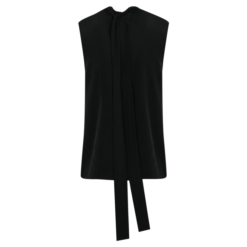 Max Mara Studio Zwarte Zijden Mouwloze Top Black Dames