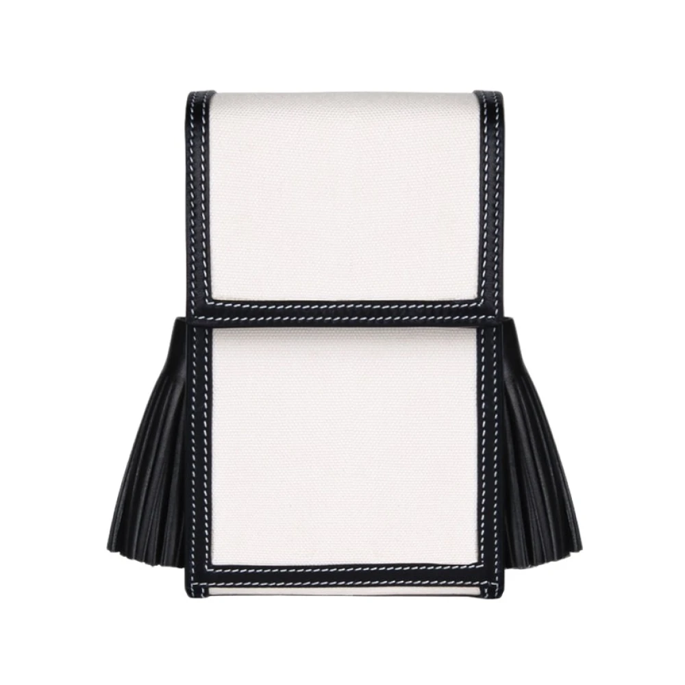 Marina Raphael Canvas Crossbody Tas met Leren Accenten White Dames