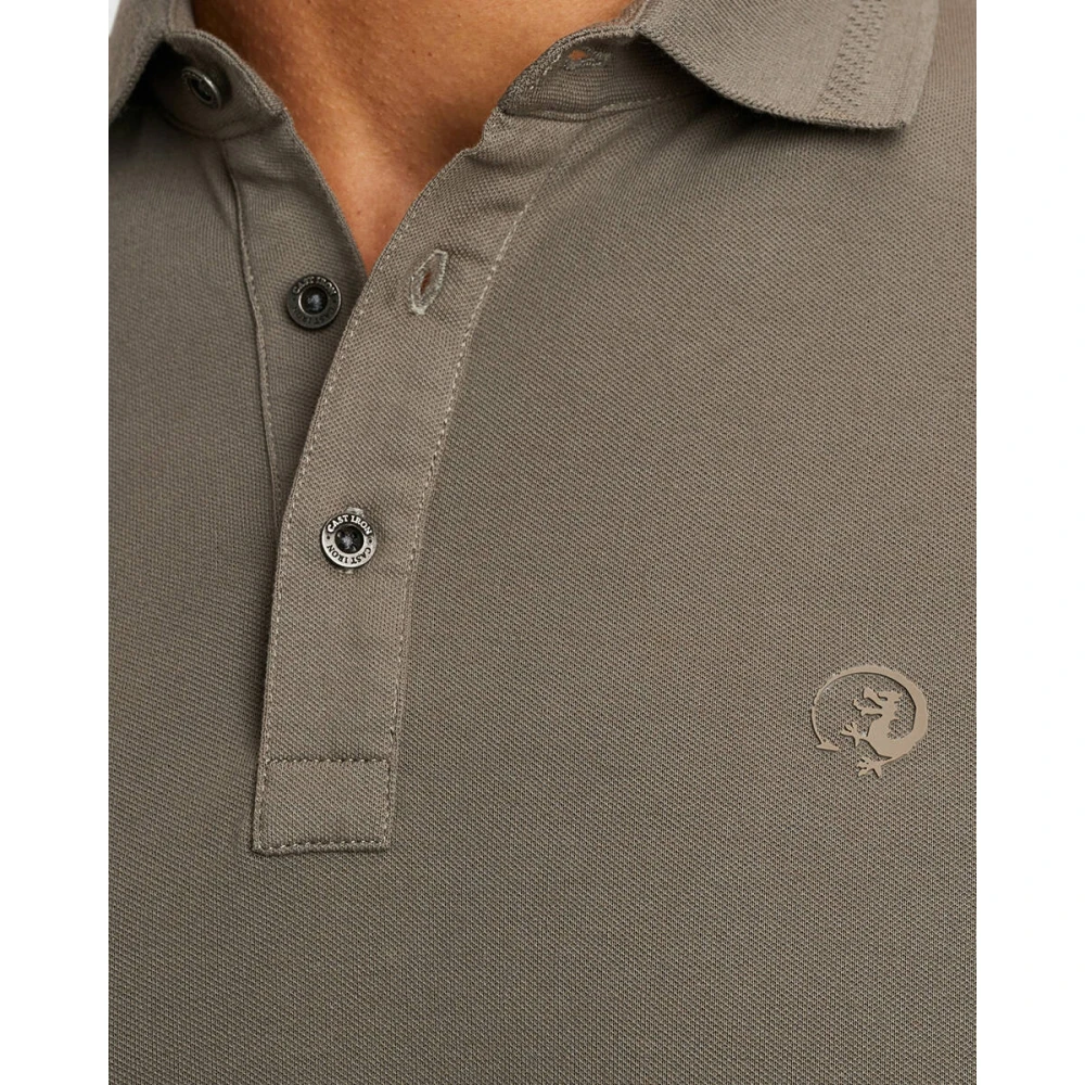 Cast Iron Fijne Piqué Korte Mouw Polo Shirt Green Heren