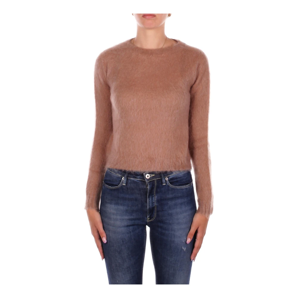 Max Mara Studio Women's Brown Camel Jumper Mohair Wool Blend - Round-Neck Knitwear - L - Knitwear