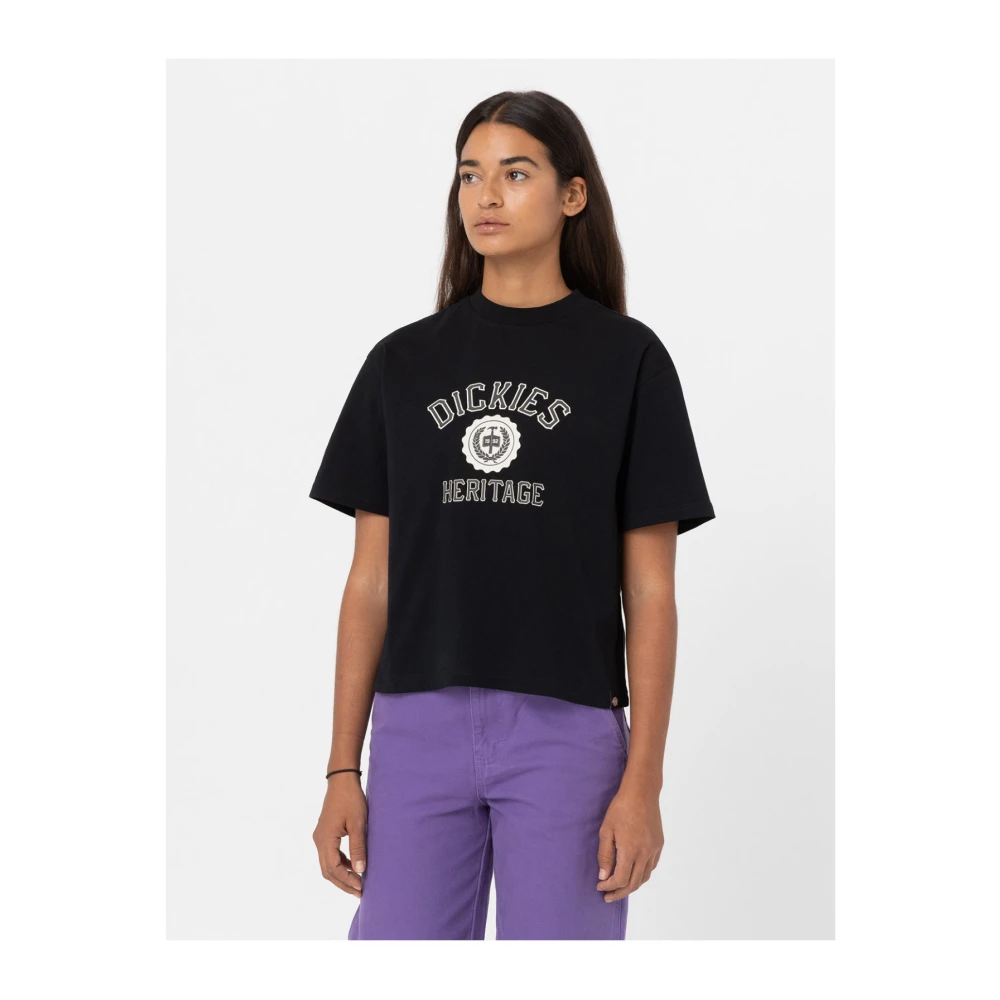 Dickies Bedrukt T-shirt Oxford Stijl Black Dames