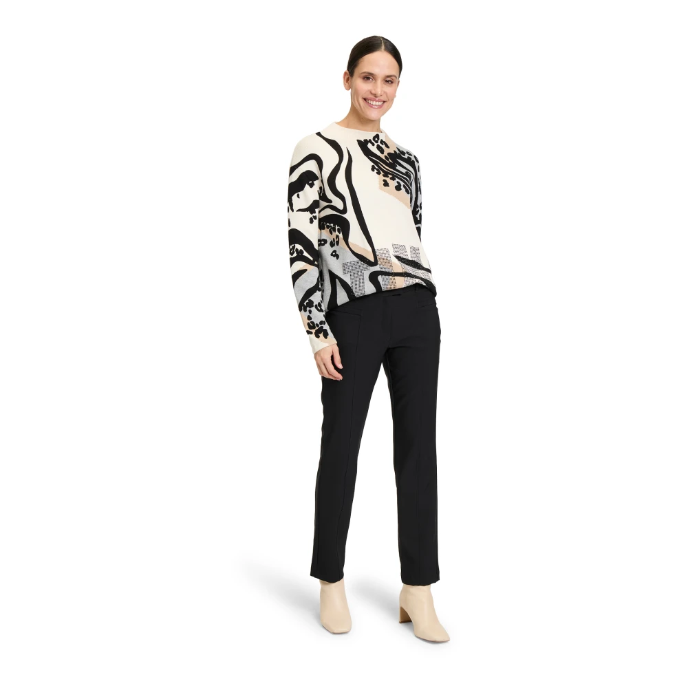Betty Barclay Dieren Intarsia Gebreide Trui met Hotfix Applicaties Multicolor Dames