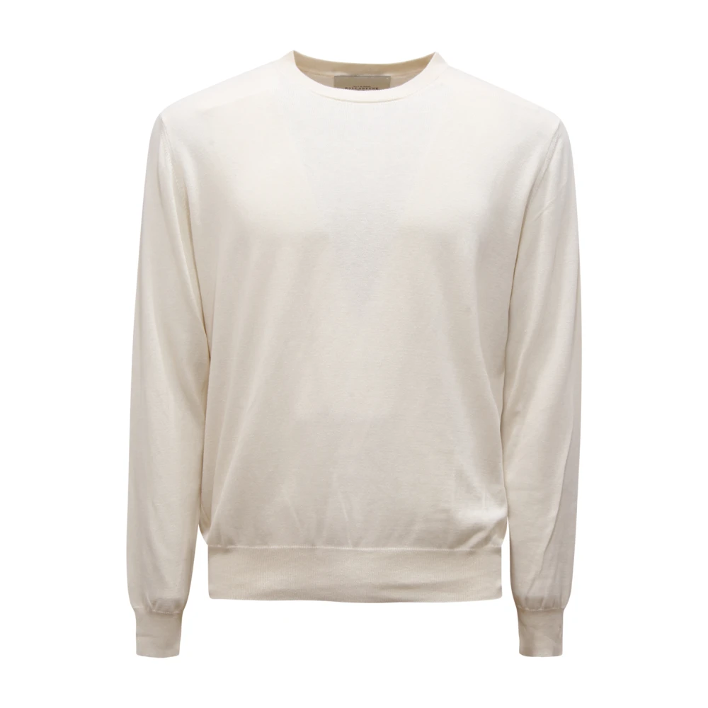 Ballantyne Men's White R Neck Pullover - Round-Neck Knitwear - L - Knitwear