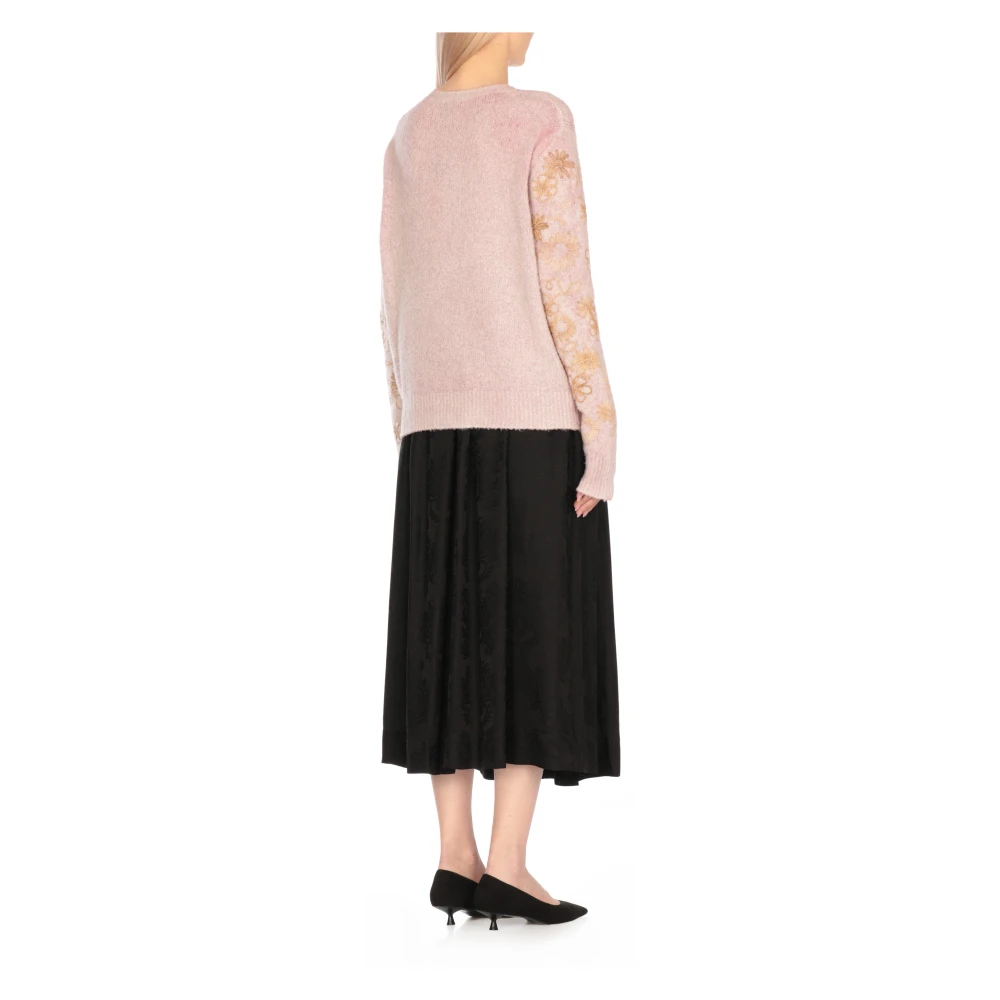 Avant Toi Roze Bloemenpatroon Katoenen Trui Pink Dames