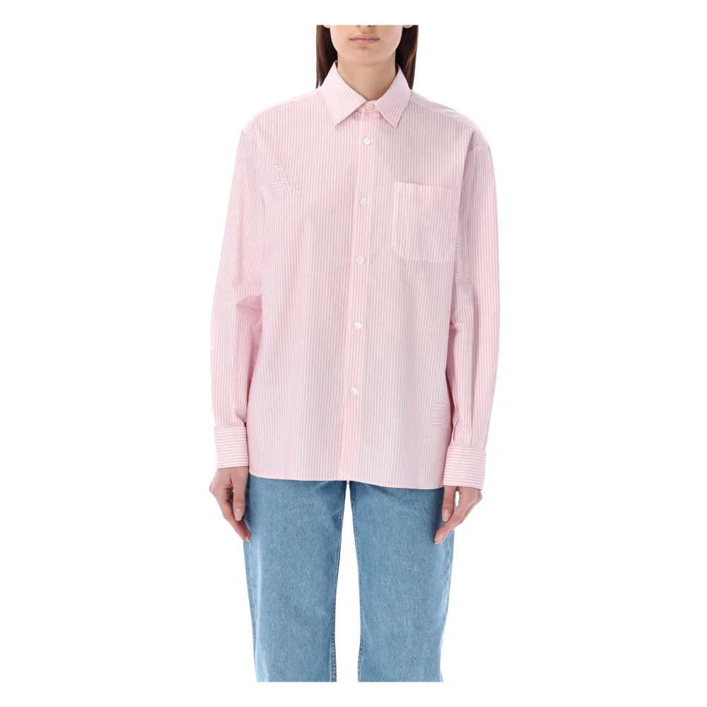 A.p.c. Roze Gestreepte Sela Shirt Pink Dames