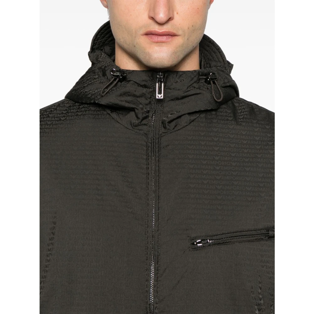 Emporio Armani Groene Gewatteerde Jas met Logomotief Green Heren