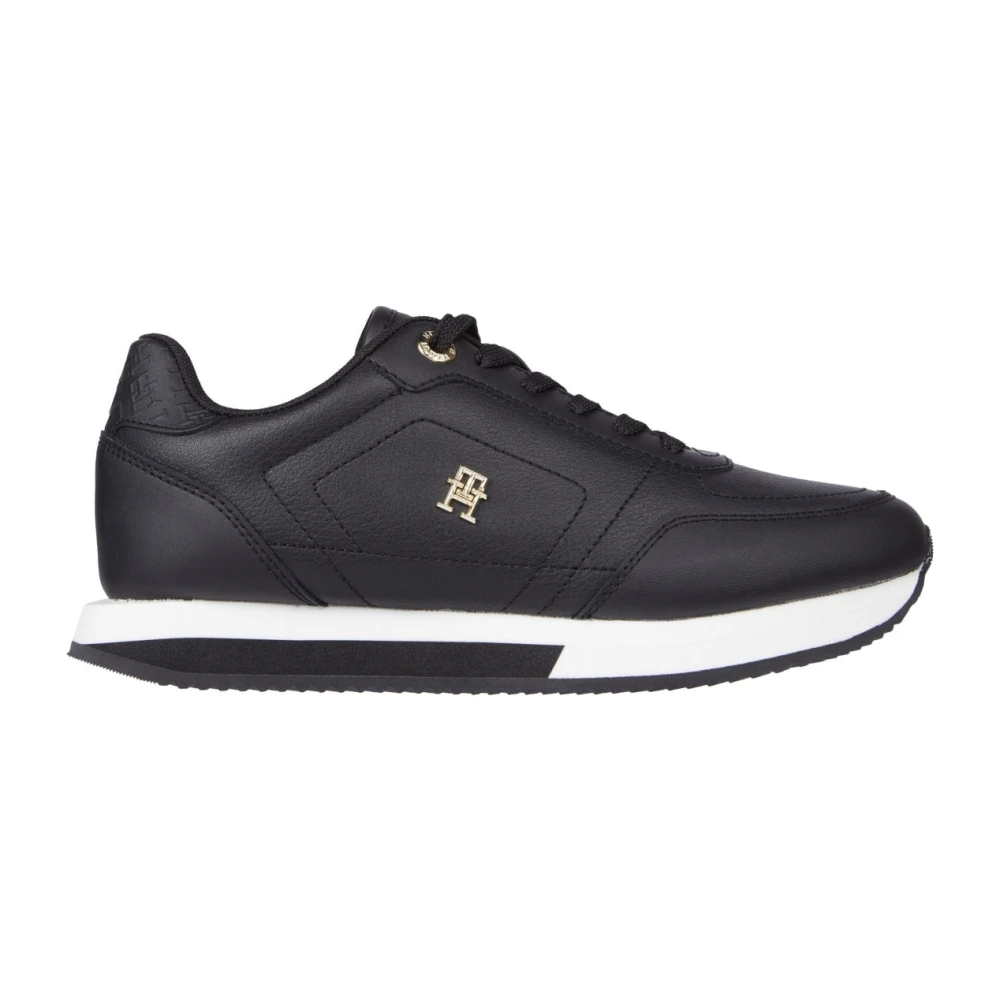 Tommy Hilfiger Essential Mixed Texture Panel Sneakers Dames Schoenen Zwart