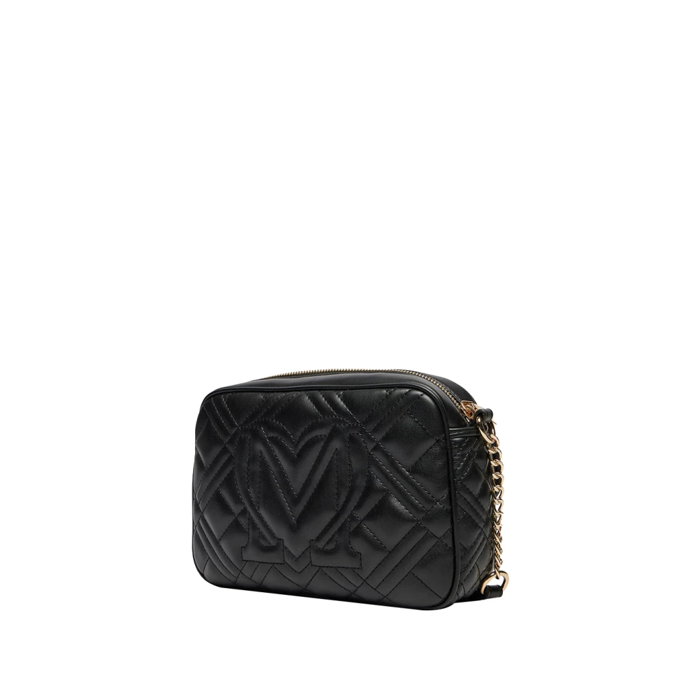 Moschino Zwarte Schoudertas met Gouden Details Black Dames