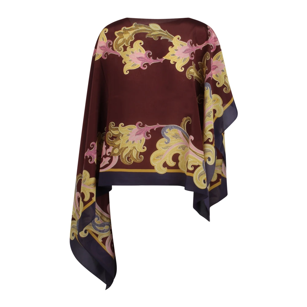 ETRO Zijden Paisley Print Poncho Fw24 Multicolor Dames