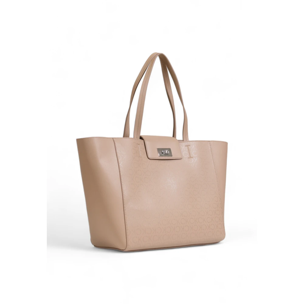Calvin Klein Medium Shopper Tas Herfst Winter Collectie Beige Dames