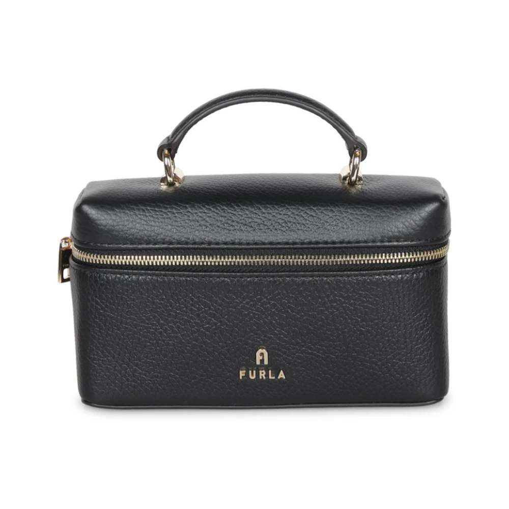 Furla Women's Black Leather Micro Vanity Bag - Handbags - One Size- Bags