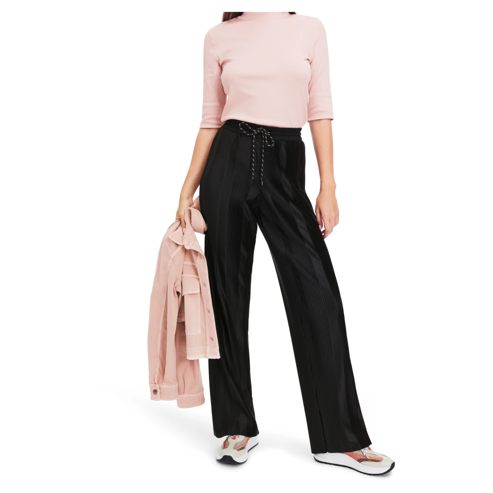 Marc Cain Welby Plissee Wijde Broek Black Dames
