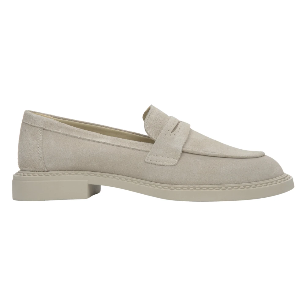 Estro Women's Beige Penny Loafers Made Of Premium Italian Genuine Velour Er00117127
